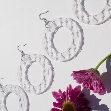 Clear Checkered Hoop Earrings - Shy Natives